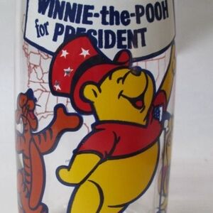 Sears Pooh Country Glass Tumbler with Red and Yellow Design.  *